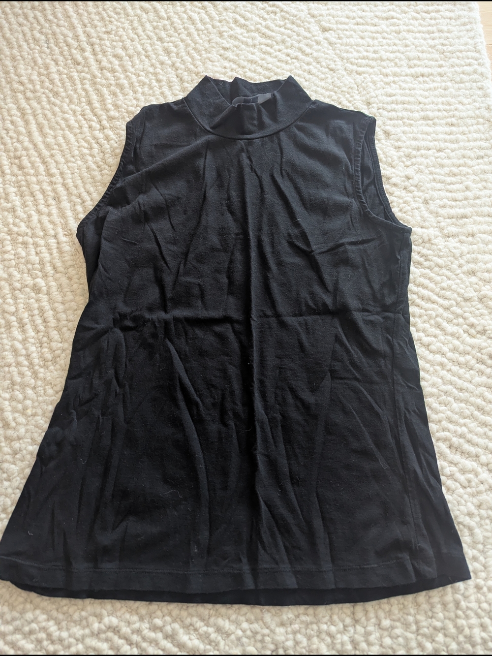 Tahari Black Sleeveless Mock Neck Tank